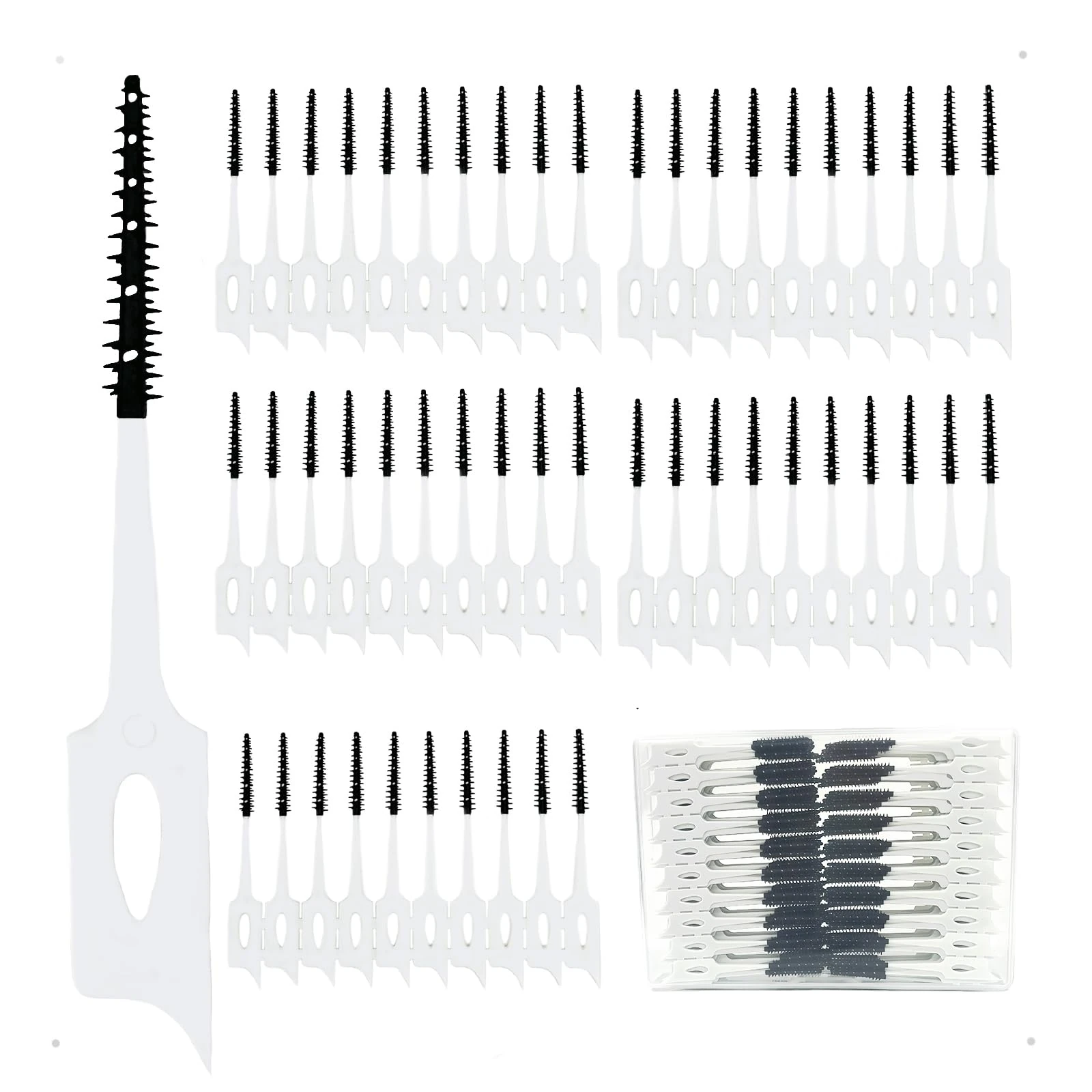 Maoerdental 300 Pieces Dual-Use Interdental Brushes Soft Silicone, Disposable Dental Picks,Premium Dental Floss Picks for Effective Teeth Cleaning (300pcs Black)