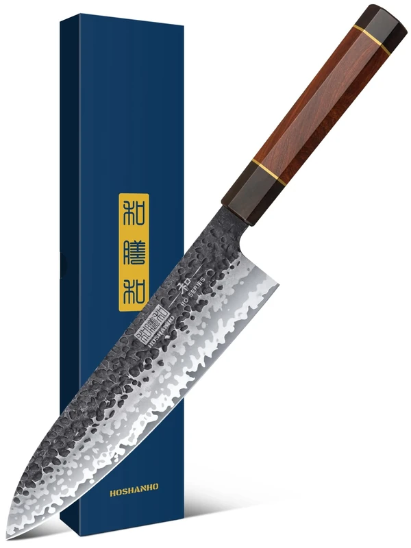 HOSHANHO 8 Inch Japanese Gyuto Chef Knife, 9 Layers 10Cr15CoMoV High Carbon Steel Kitchen Knife, Professional Hand Forged Cooking Knife with Ergonomic Rosewood Handle