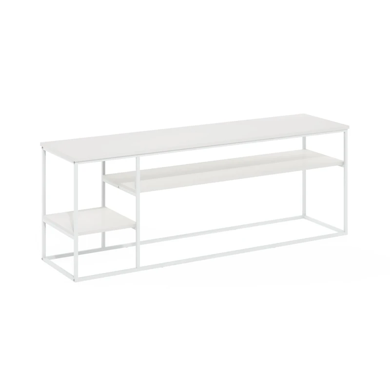 Furinno Moretti Modern Lifestyle TV Stand for TV up to 65 Inch, Solid White/White