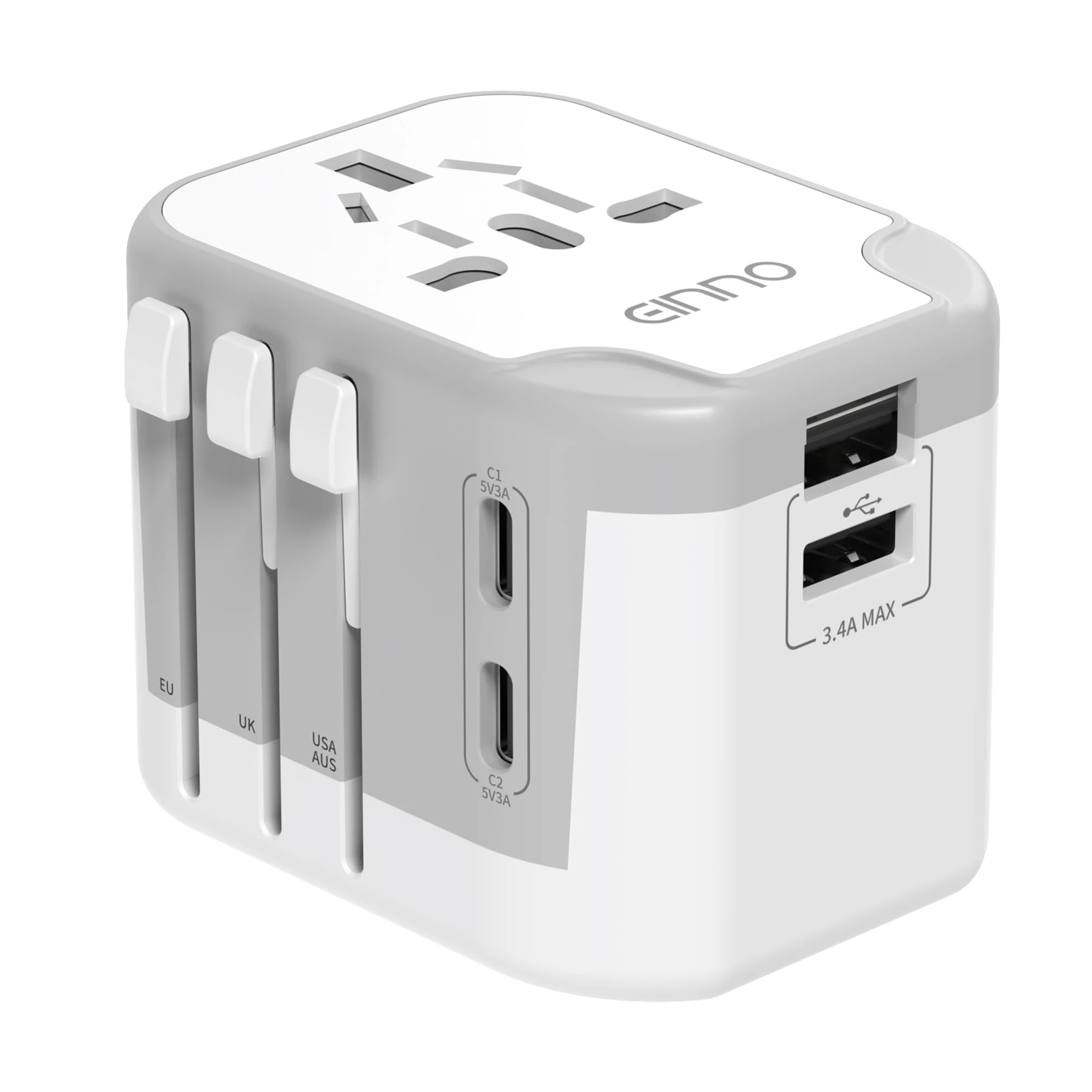 Universal Travel Adapter Worldwide, EINNO International Travel Adapter with 4 USB, Universal Adapter Plug UK to World, Travel Plug Adaptor for Multi Countries EU, UK, USA, Australia, Japan, Thailand