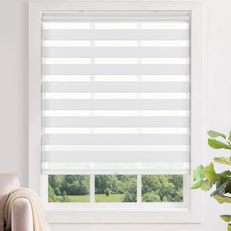 LazBlinds No Tools No Drill Cordless Zebra Blinds 37x72, White