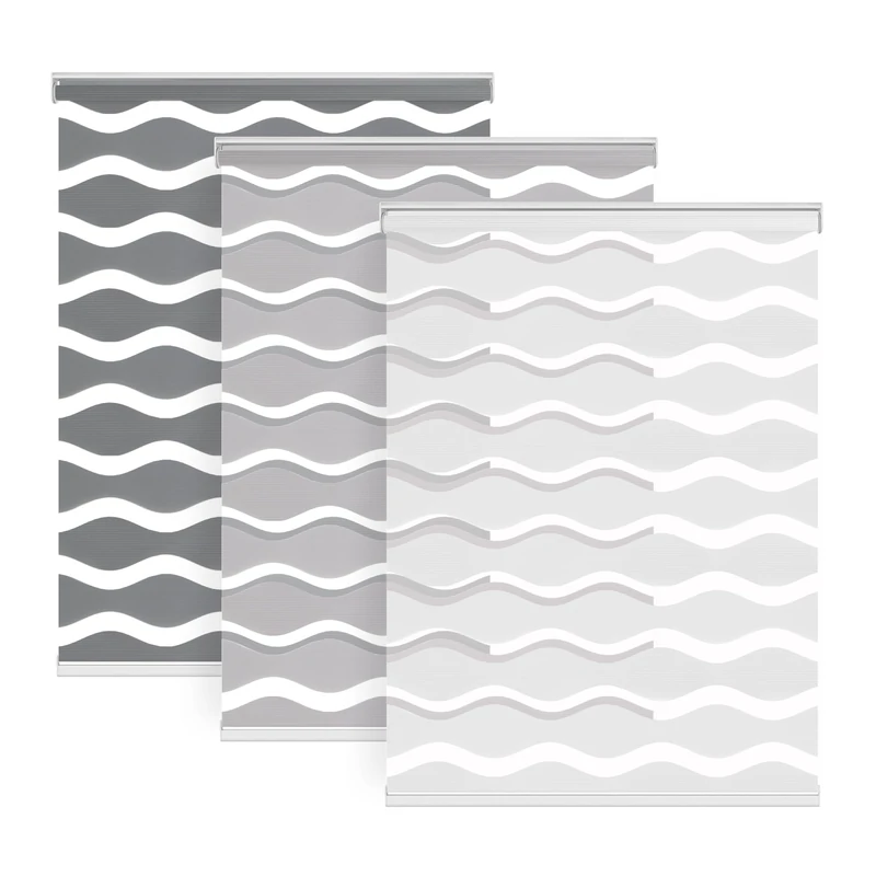 LazBlinds No Drill Cordless Zebra Blinds, 36" W x 72" H, Grey