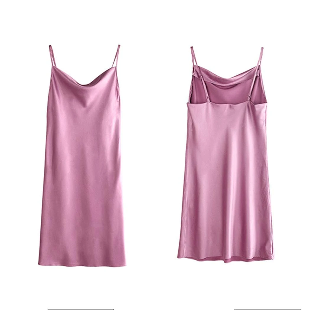 QUSYZD Pajamas,Ladies Suspender Dress Pajamas Silk Satin Robes Bathrobe Sleepwear Pink,Pink,X-Large (Pink XL)