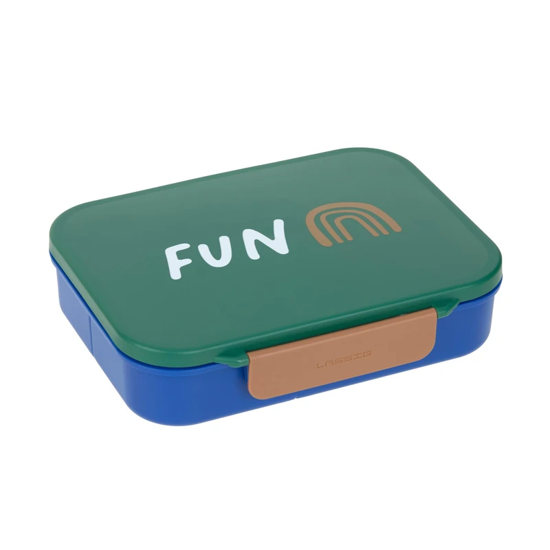 LÄSSIG Children's Lunch Box Breakfast Box BPA-Free with Removable Divider/Bento Lunch Box Little Gang Rainbow Green