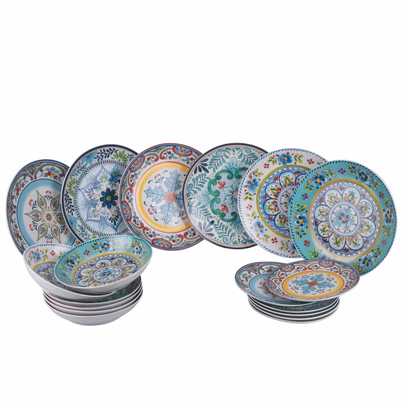 Villa d'Este Home Tivoli 18-Piece Porcelain Dinner Set, 6 Different Places, Andalusia