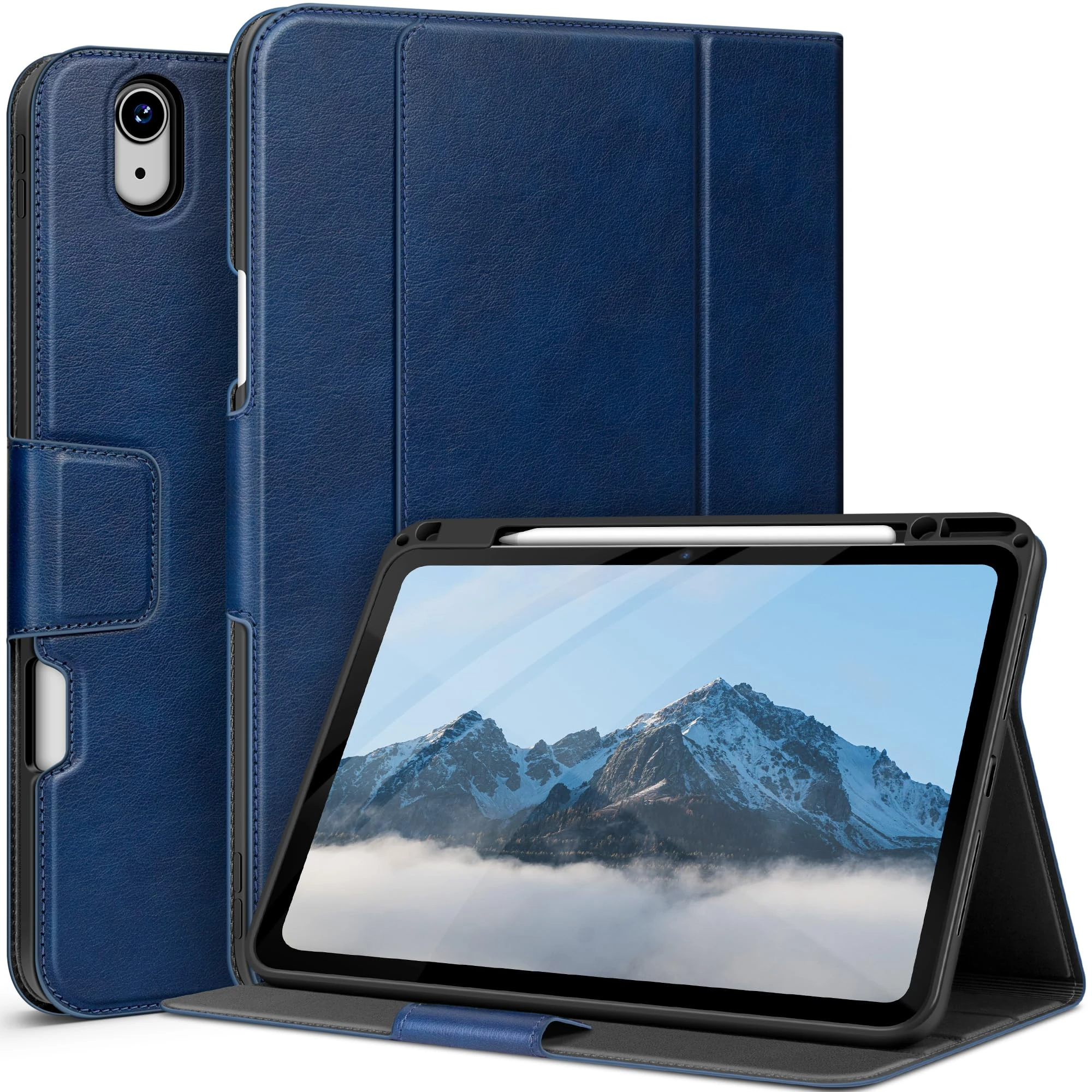 AUAUA Case for iPad Air 13 inch (M3/M2) 2025/2024, with Pencil Holder and Pocket, Multiple Viewing Angles, Magnetic Closure, Auto Sleep/Wake (Blue)