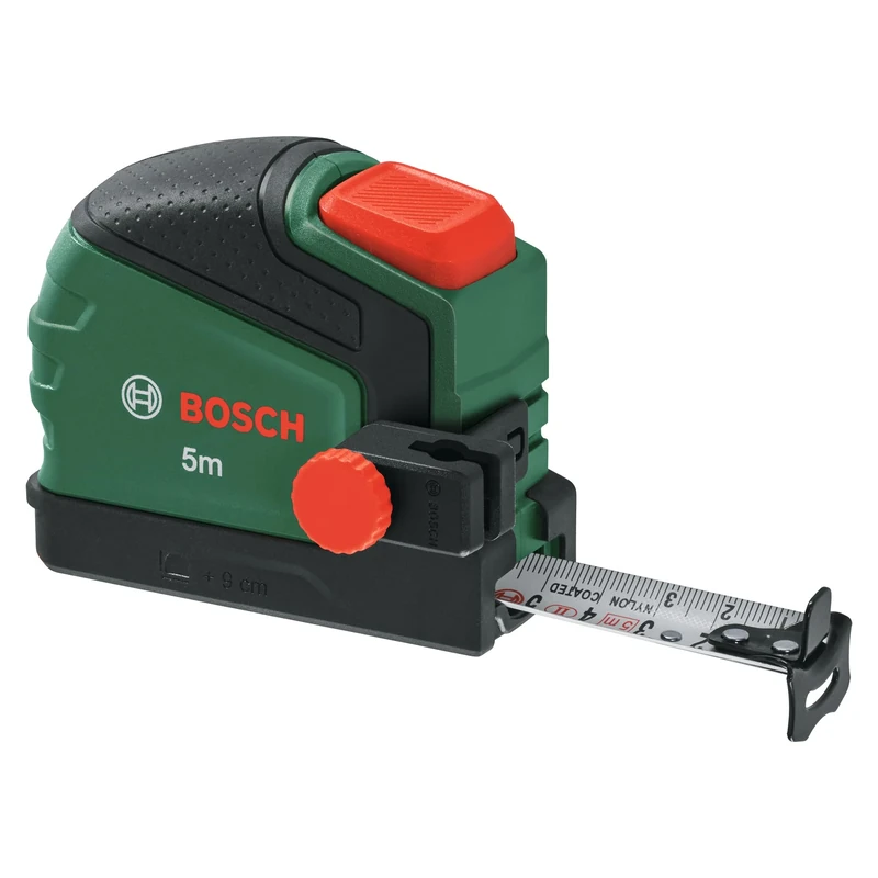 Bosch Tape Measure 5m with Pencil Clip (Auto Lock; Nylon-Coated Tape; 22mm Tape Width; 2m Standout; Metric Scale; High Accuracy; Two-Direction Hook; Metal Belt Clip; Softgrip)