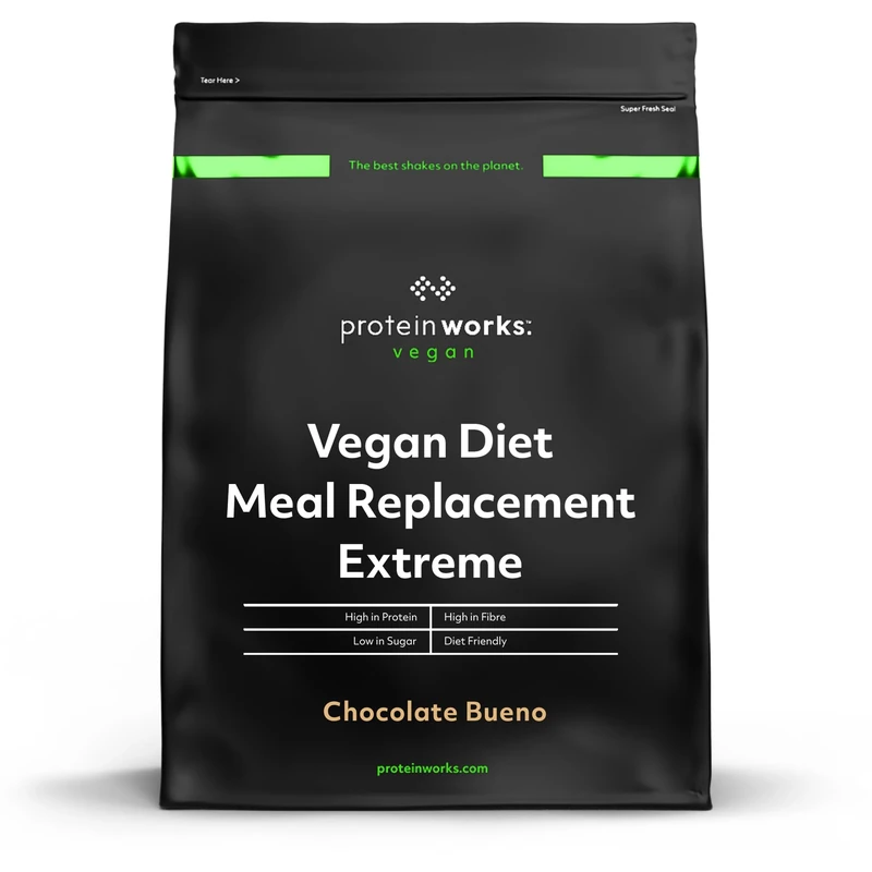 Protein Works - Vegan Diet Meal Replacement Extreme, 200 Calorie Meal, Up to 25g Protein, Plant Based, 33 Meals, Chocolate Bueno, 2kg