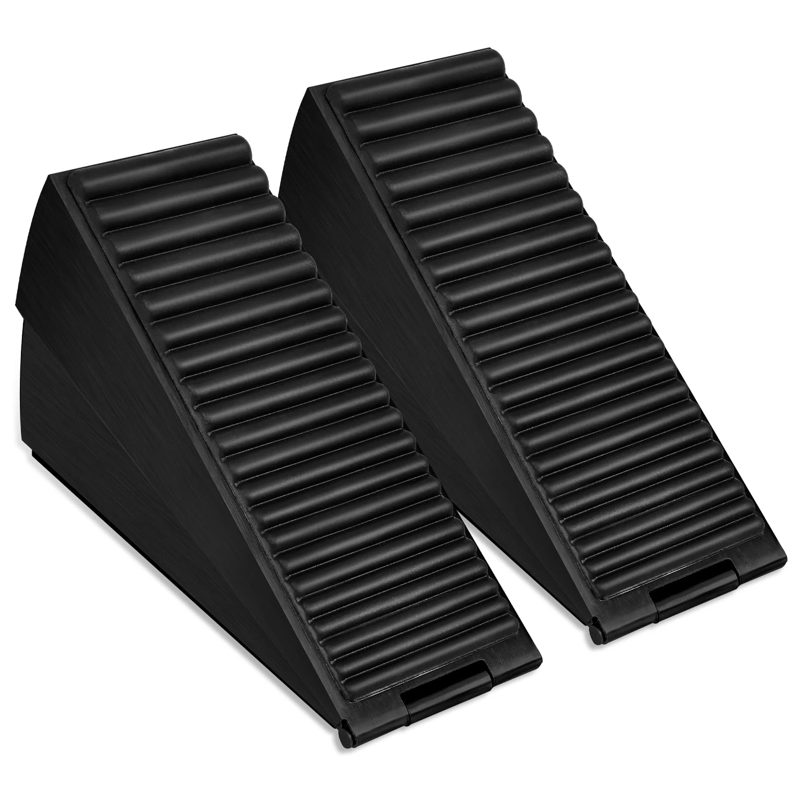 Door Stop, 2 Pack Door Stoppers for Floor, Black Door Stops Indoors Rubber Door Wedges Stopper Large Heavy Duty Doorstop Wall Protector 3 Inch Tall Door Wedge