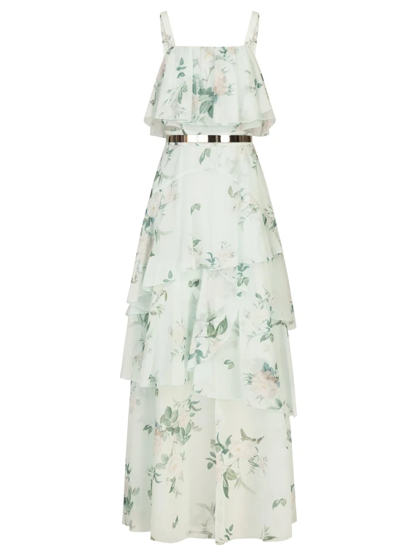 APART Fashion Women's Chiffonkleid Dress, Jade-Multicoloured, 10
