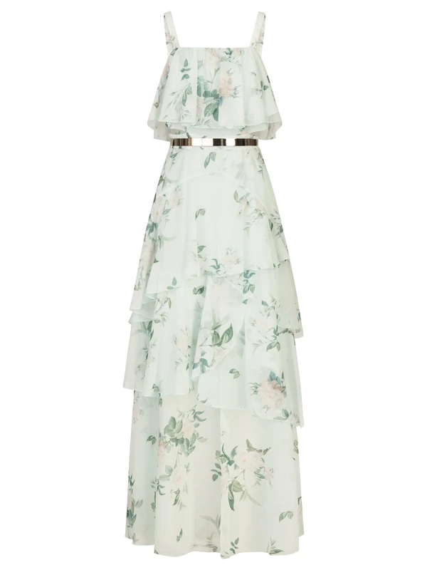 APART Fashion Women's Chiffonkleid Dress, Jade-Multicoloured, 12