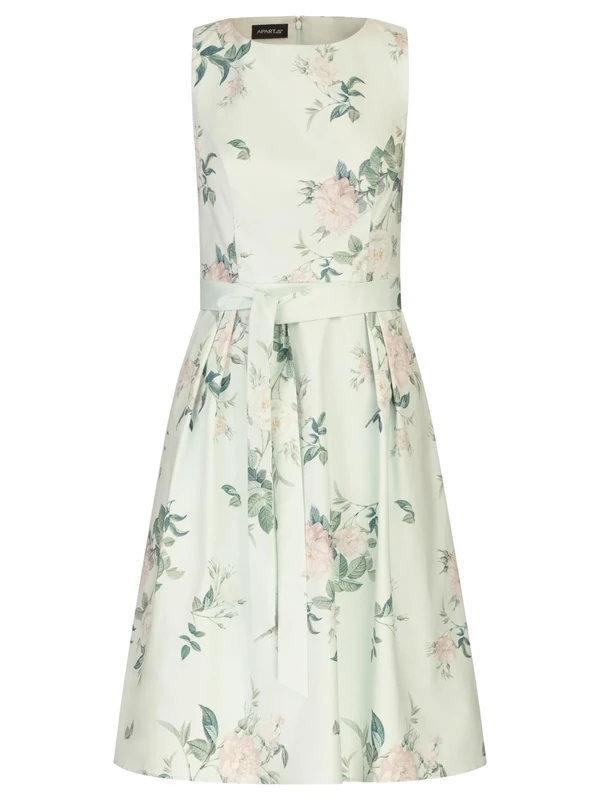 APART Fashion Women's Satinkleid Dress, Jade-Multicoloured, 18