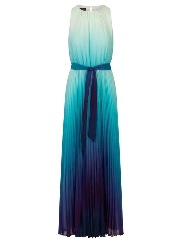 APART Fashion Women's Chiffonkleid Dress, Turquoise-Multicoloured, 12