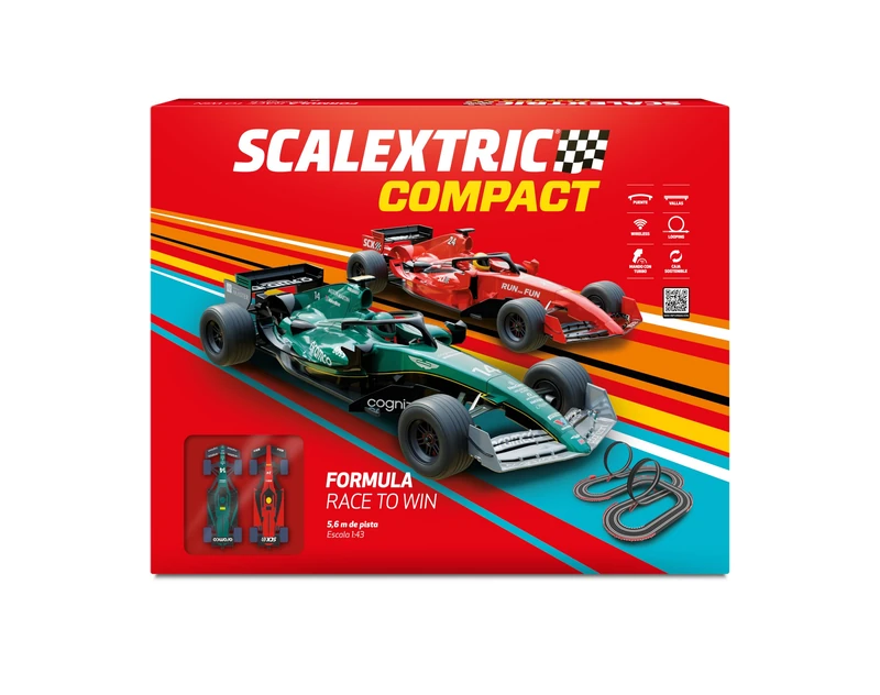 SCALEXTRIC - Compact Circuit - Complete Race Track - 2 Cars and 2 Controllers 1:43 (Formula Race to Win)