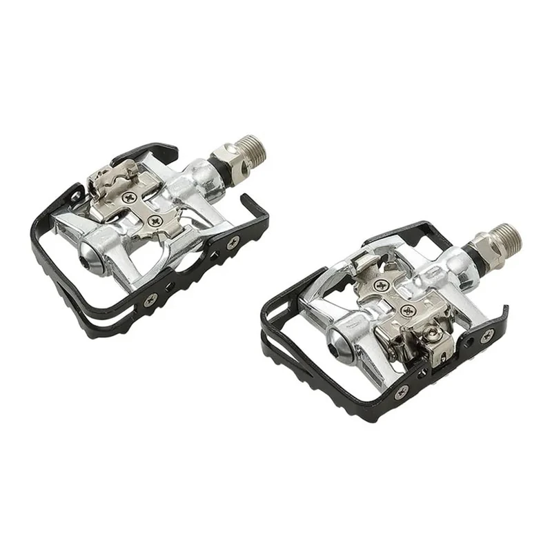 MVTEK Dual Function Pedals. Bicycle Pedals Aluminium and Steel Black/Silver. MTB Pedal with SPD Attachment and CR-Mo Axle on Bearings. MTB and Road Bike Pedals 108 x 66 x 28 mm. Cycling Pedal 445 g - Image 1