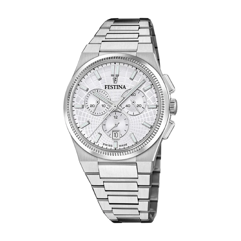 Festina Swiss Made Mens Steel Chronograph Watch with Bracelet F20059/1