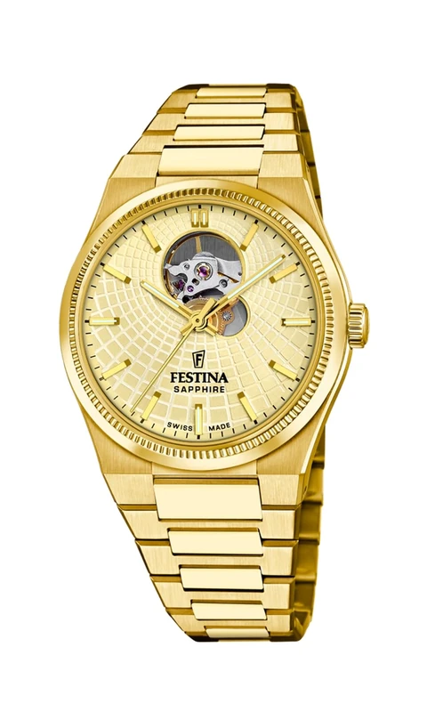 Festina Swiss Made Mens Gold PVD-Plated Automatic Watch with Bracelet F20062/2