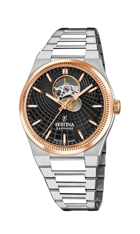 Festina Swiss Made Mens Rose Gold PVD-Plated Automatic Watch with Bracelet F20061/4