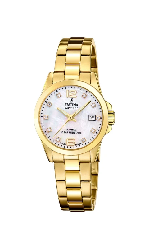 Festina Swiss Made Ladies Gold PVD-Plated Steel Watch with Bracelet F20050/1