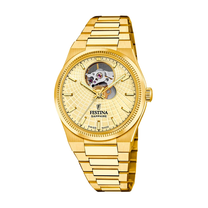 Festina Swiss Made Ladies Gold PVD-Plated Automatic Watch with Bracelet F20064/2