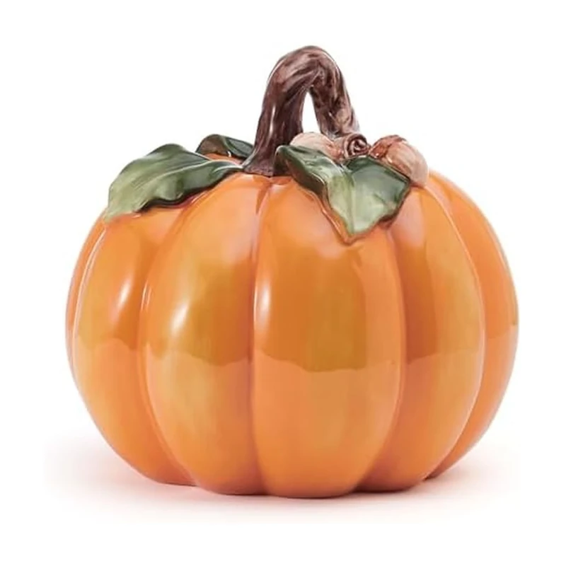 Fitz & Floyd Pumpkin Ceramic Figurine, Earthenware, Multicolored