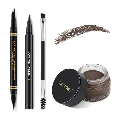 Eyebrow Makeup Set with Microblading Pen, Waterproof 4 Tips, Eyeliner, Eyebrow Ointment and Double Sided Eyebrow Brush, Eyebrow Pencil Set