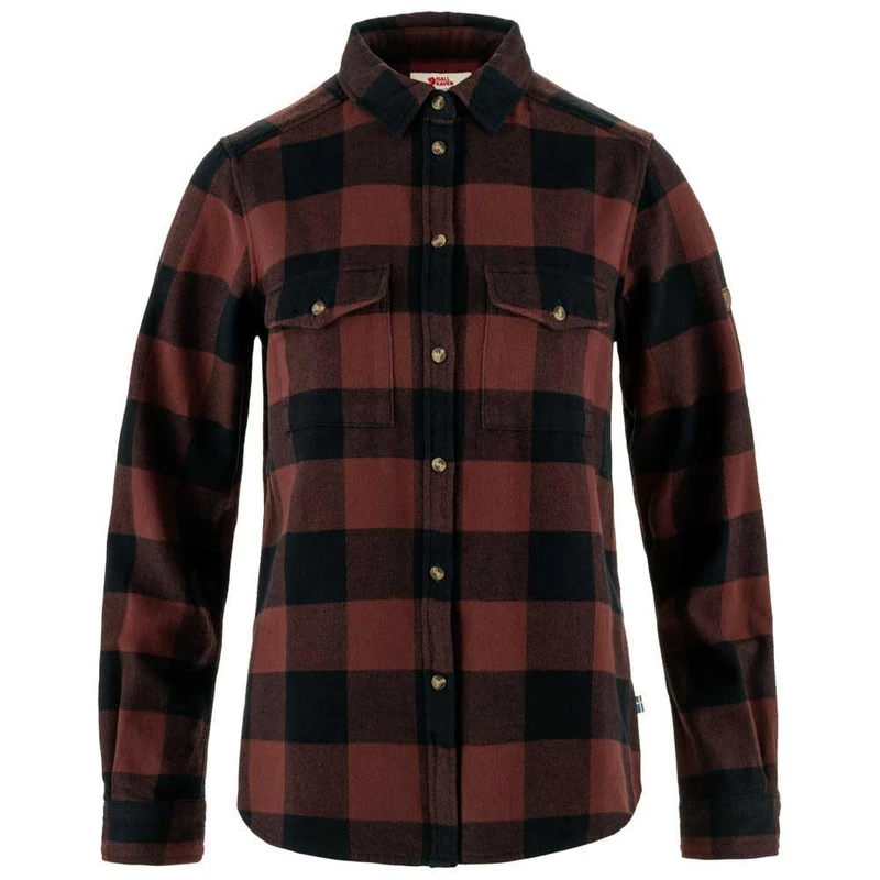 FJALLRAVEN 86999-555-352 Övik Heavy Flannel Shirt W T-Shirt Women's Dark Navy-Maroon Size L