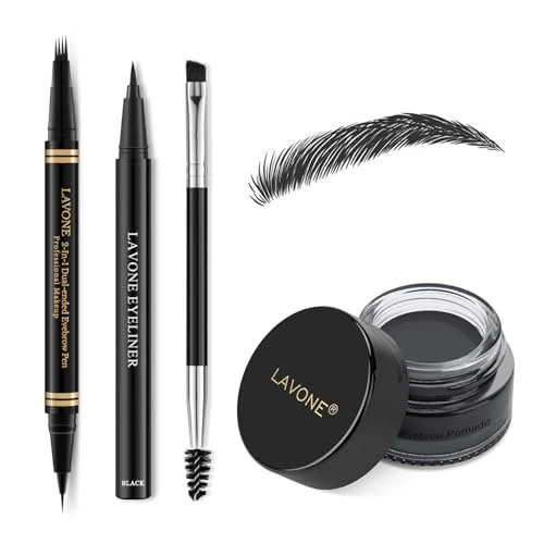 LAVONE Eyebrow Set - 4-Point Microblading Pen, Ointment & Eyeliner