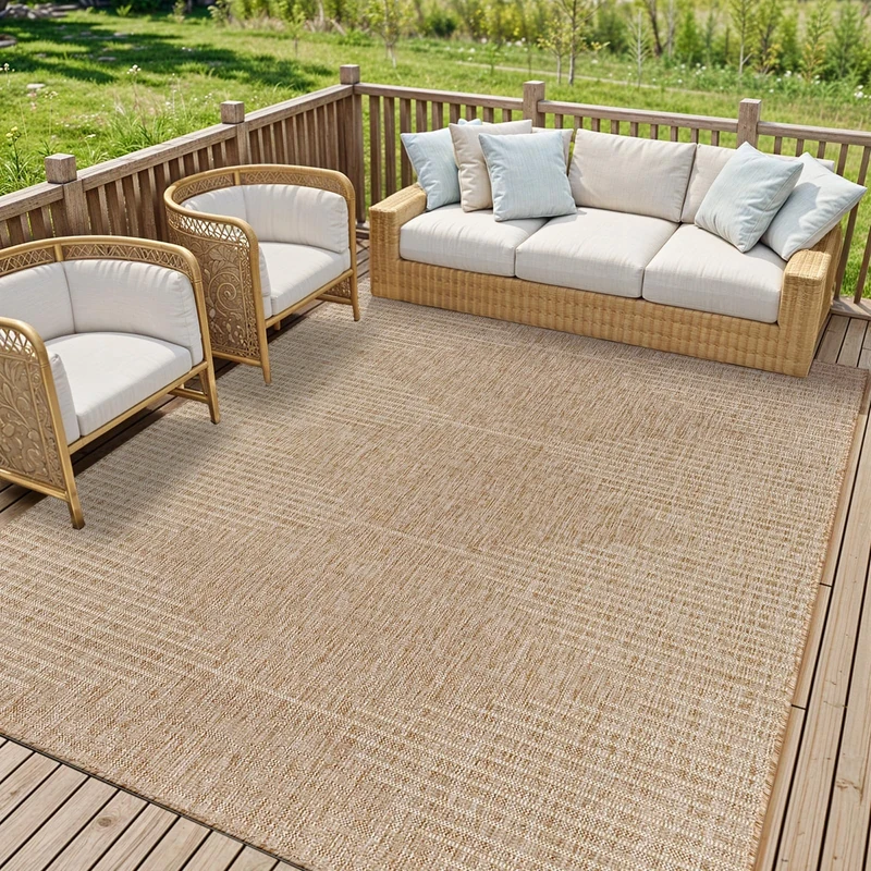 Livabliss Sevilla Indoor Outdoor Rug - Large Boho Rugs for Living Room 200x275 cm Dining, Kitchen Carpet, Patterned Neutral and Coloured Rugs, Waterproof, Stain Durable - Brown and Beige