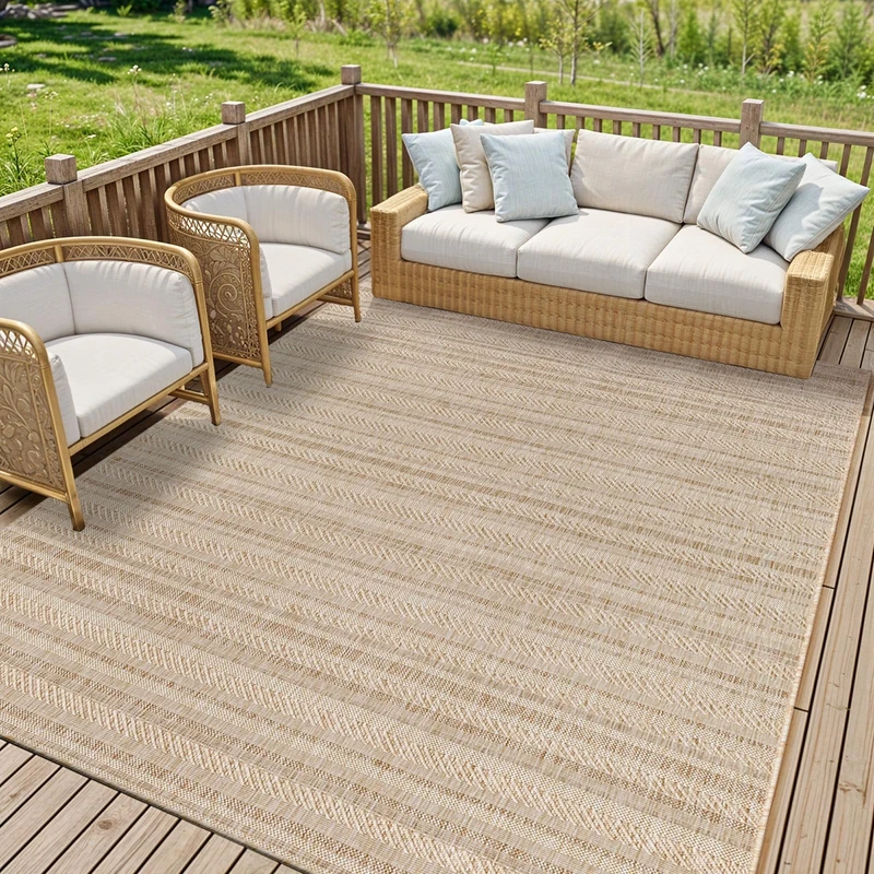 Livabliss Ibiza Indoor Outdoor Rug - Large Boho Rugs for Living Room 200x275 cm Dining, Kitchen Carpet, Patterned Neutral and Coloured Rugs, Waterproof, Stain Durable - Beige, Brown,Cream