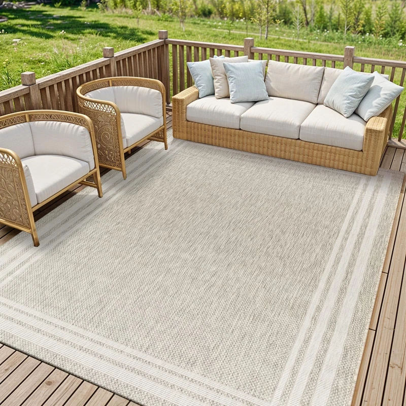 Livabliss Geometric Outdoor Rug - Indoor Outdoor Rug Large, Colos 200x275 cm - Patio Rugs, Decking, Outdoor Carpet - Boho Colourful Garden Rugs, Patterned, UV Weather, Stain Durable, Grey, Beige,Taupe