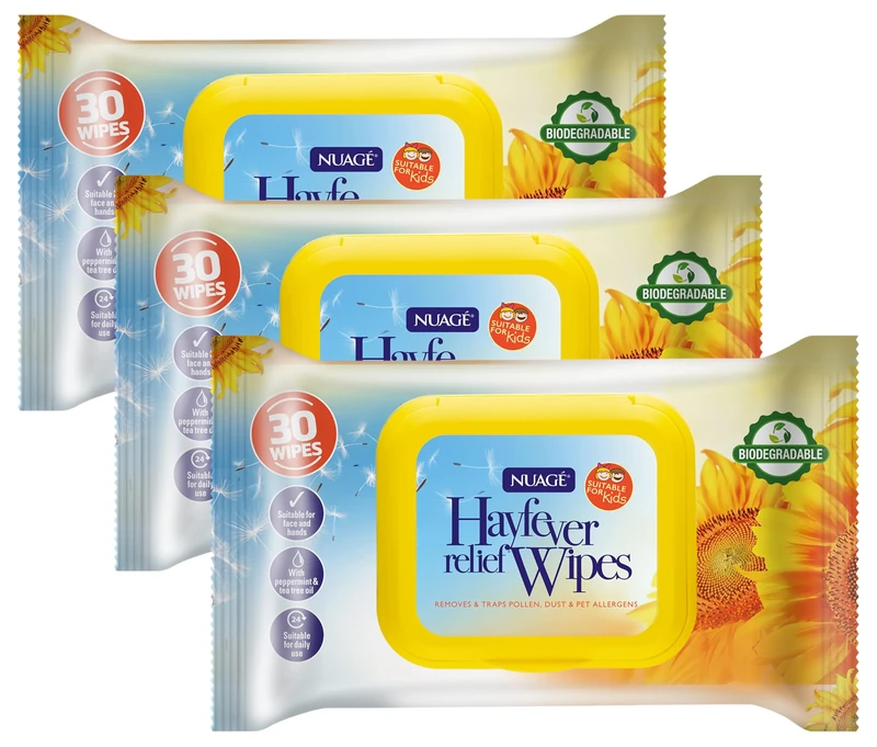 Nuage Hayfever Relief Wipes - Peppermint & Tea Tree, 30-Count Pack
