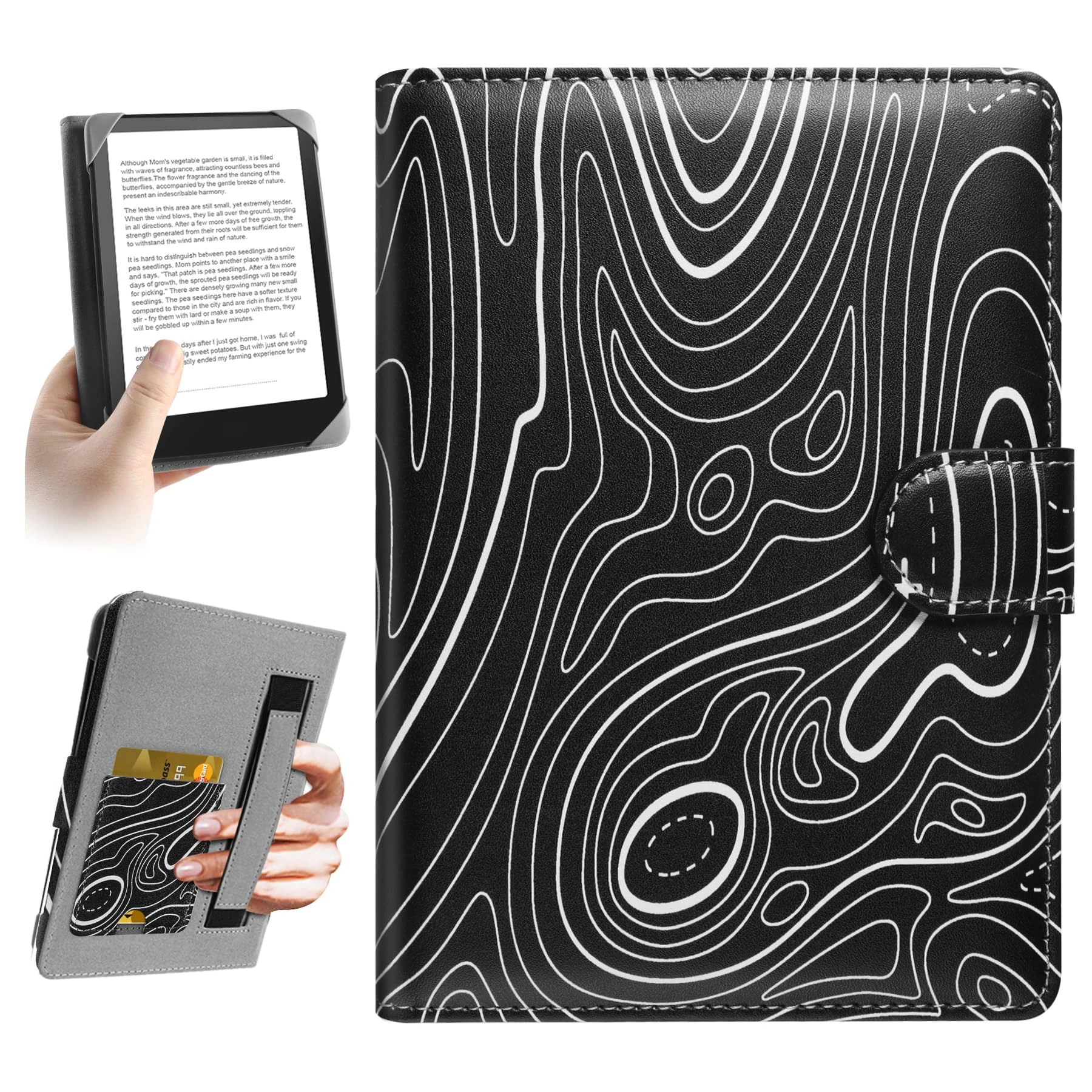 HoYiXi Universal Case for 6-6.8 inch E-Book Reader Compatible with 6.8" Kindle Paperwhite/6" All-new Kindle 2022&2019/Kobo Clara HD/Kobo Clara 2E,6" Protective cover Built-in pocket,Mountain black