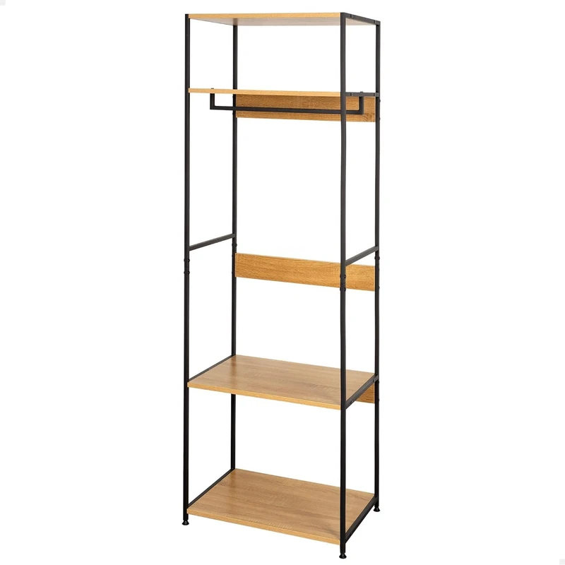AKTIVE MAX Home Open Wardrobe, 60 x 40 x 175 cm, with Coat Rack and 2 Shelves, Steel and Wood, Max 30 kg, Dressing Room, Shoe Cabinet, Bedroom Wardrobes, Storage Shelves (18431) - Image 1