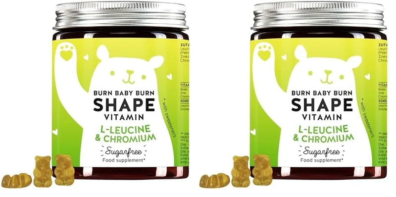 Bears with Benefits for Fat Metabolism and Fat Burning - Weight Loss Support - with Chromium, biotin, zinc, L-leucine - Monthly Supply - Bears with Benefits Burn Baby Burn Shape Vitamin (Pack of 2)