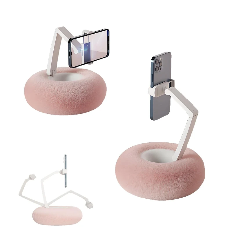Risitei Snuggle Screen Phone Holder, Tablet Stand Pillow, Cozy Adjustable Phone Stand for Hands-Free Viewing & Comfortable Use for Bed, Couch, and Desk(Pink)