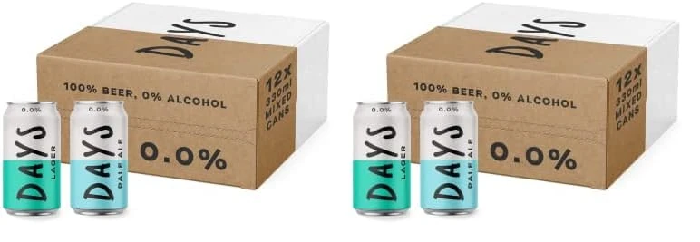 Days Brewing - Alcohol Free (0.0%) Mixed Case, Lager and Pale Ale - 12 x 330ml Cans – Low Calories, Vegan, Natural Ingredients, Locally Sourced Scottish Water and Malt Barley (Pack of 2)