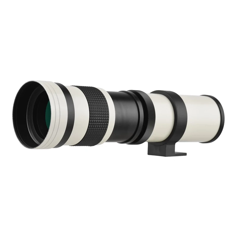 420-800mm F/8.3-16 Manual Zoom Super Telephoto Lens + T-Mount for G9 GH5 II GX7 GX8 GX9 GX850 G90 G91 G95 G100,E-M1 E-M5 E-M10 I II III E-PM2 E-PM1 Pen-F E-M1X DSLR Camera (White)