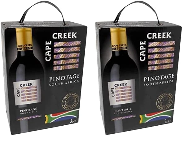Cape Creek - Red Wine from South Africa - Pinotage Bag in Box BIB (1 x 3 L) (Pack of 2)