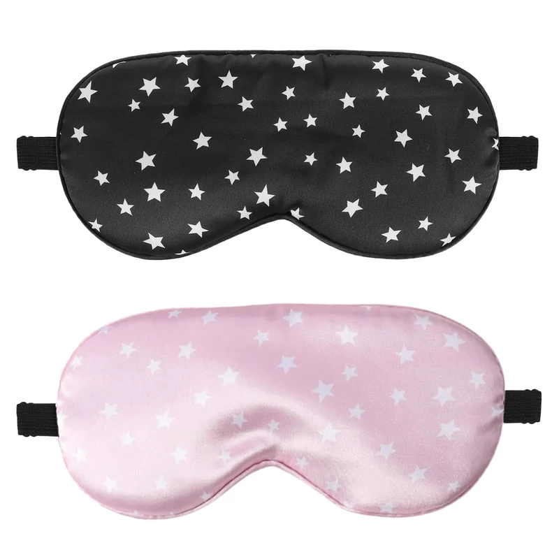 TeTupGa 2 Pack Silk Sleep Mask with Adjustable Strap,Sleeping Aid Blindfold for Nap, Soft Sleep Eye Mask for Travel, 100% Blocks Light Reduce Puffy Eyes Gift for Christmas