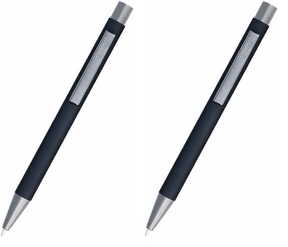 Online Soft Metal ballpoint pen, Pure Black, retractable ball pen, aluminum, replaceable refill, soft touch feeling, premium writing experience with black writing colour, durable design colour black