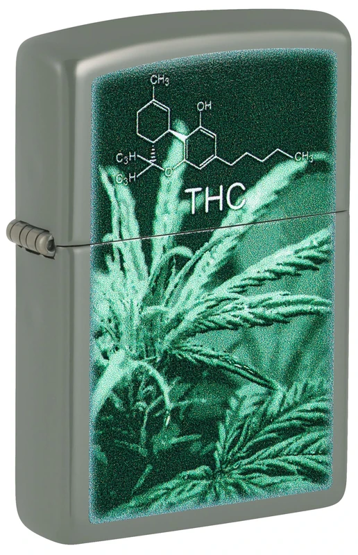 Zippo Windproof Lighter - THC Leaf Design - Refillable - Gift Box - Metal - Made in USA