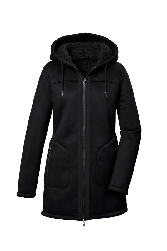 G.I.G.A. DX Women's Gw 63 Wmn Prk Reversible Parka in Suede Look with Hood, Black, 18