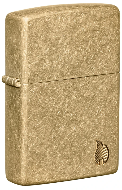 Zippo - Windproof Lighter, Armour Series Flame, Gold, Tumbled Brass, Deep Carve, Refillable, Reusable, Windproof Design, Gift Box, Made in the USA