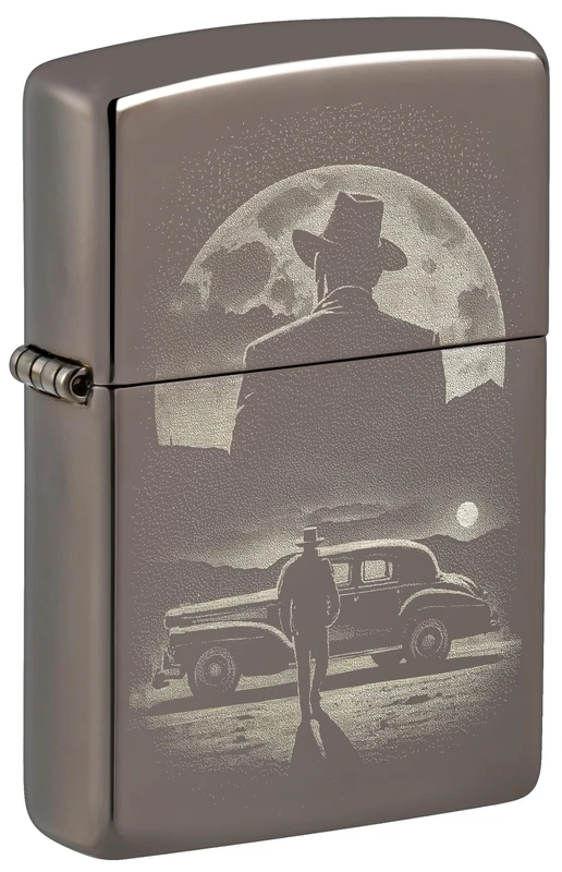 Zippo Windproof Lighter - Vintage Car and Man Design - Refillable - Gift Box - Metal - Made in USA