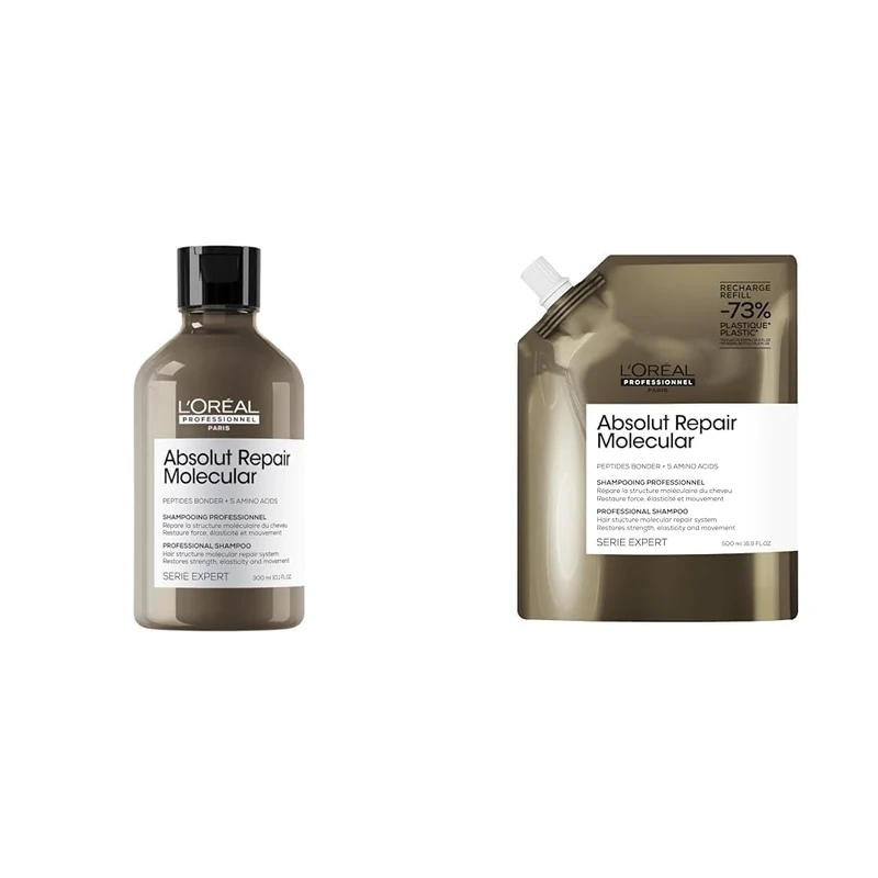 L'Oréal Professionnel Absolut Repair Molecular Sulphate free Shampoo 300ml and Refill pack 500ml for damaged hair
