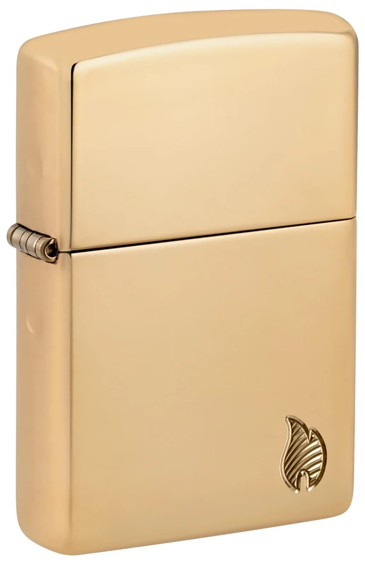 Zippo - Windproof Lighter, Armour Series Flame, Gold, Highly Polished Brass, Deep Carve, Refillable, Gift Box, Metal, Made in the USA