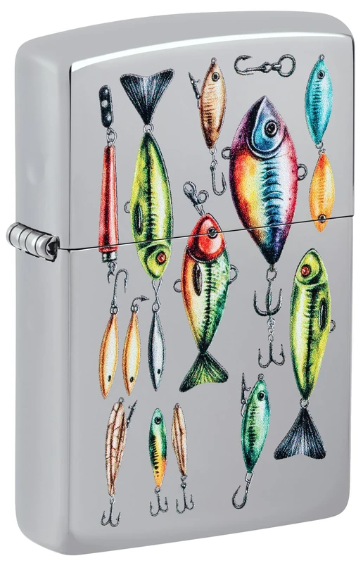 Zippo Windproof Lighter - Fishing Hooks Design - Refillable - Gift Box - Metal - Made in USA