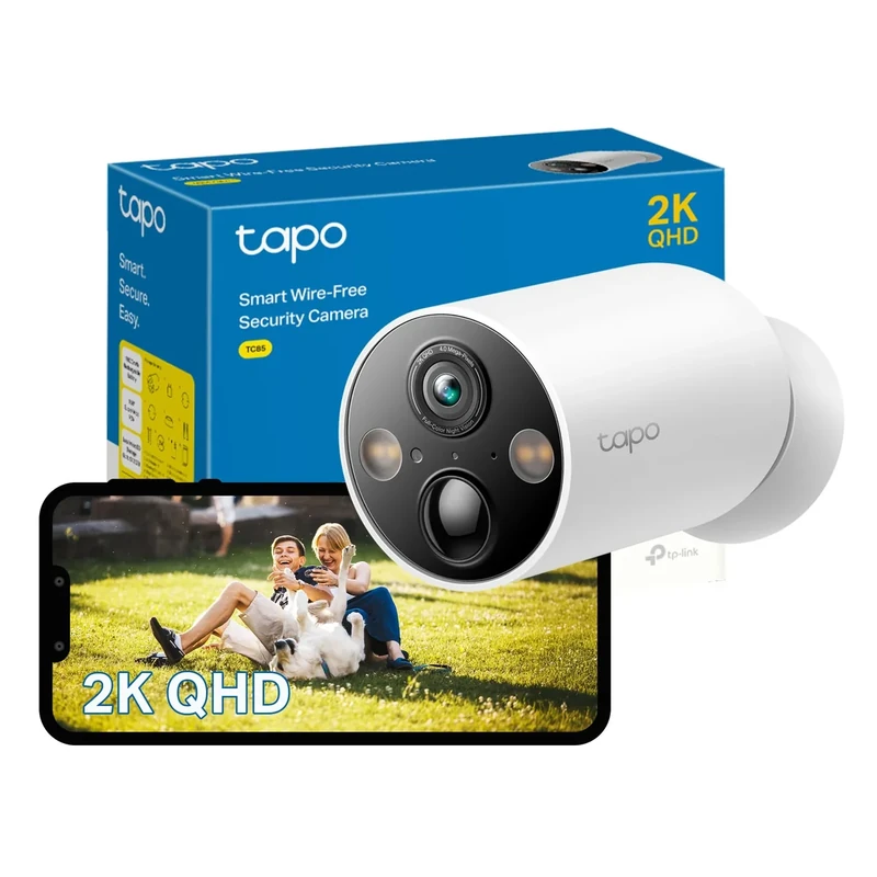 Tapo TC85 2K QHD Battery Security Camera Outdoor Wireless, 300-Day Battery Life, 150° Super-wide FOV, Colour Night Vision, Outdoor Camera No Monthly Fee, AI Detection, Two-way Talk