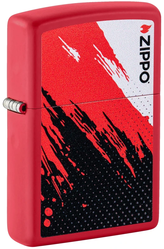 Zippo Windproof Lighter - Grunge Design - Matte Red - Colour Image - Refillable - Reusable - Windproof Design - Gift Box - Made in USA - Image 1